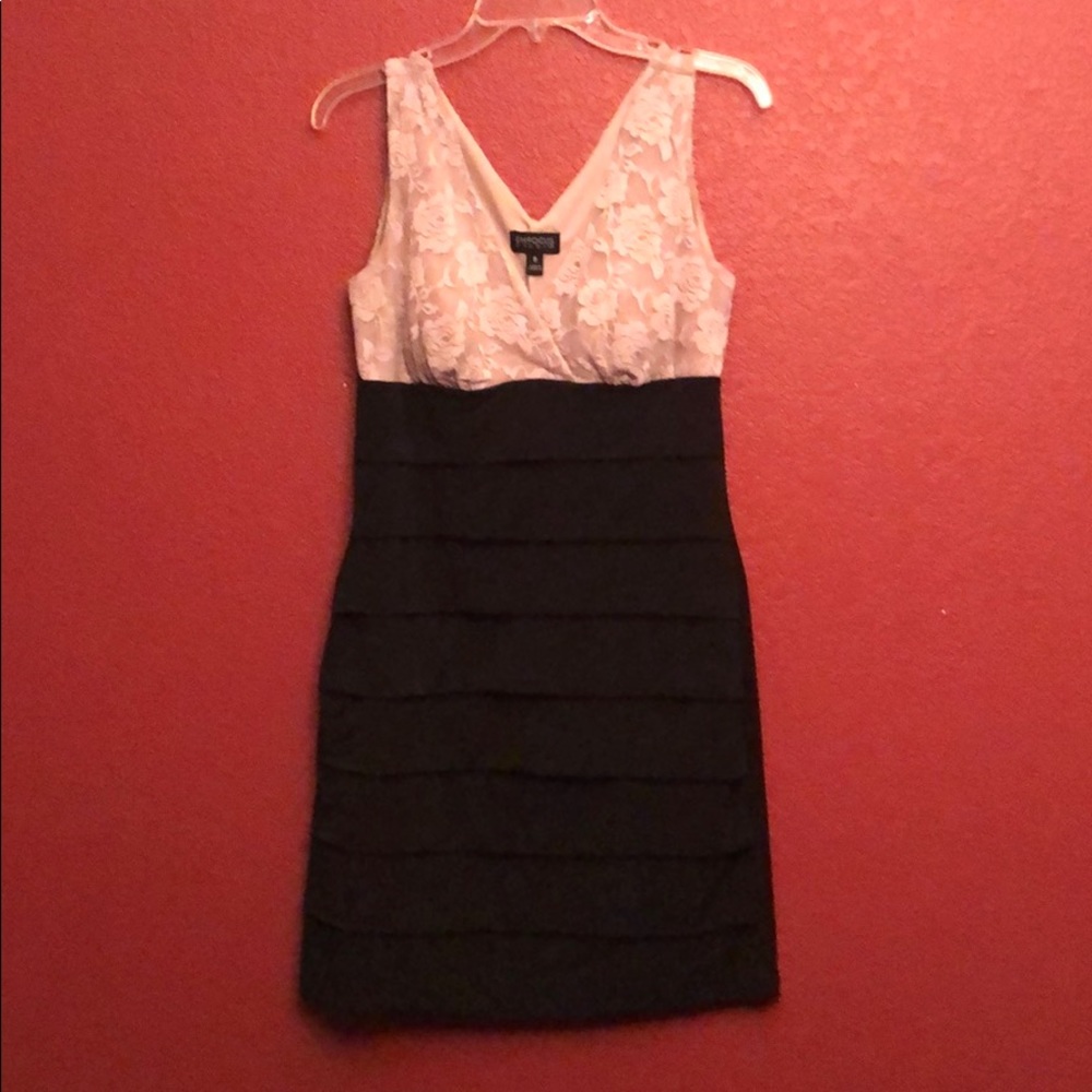 Enfocus Studio Black and Nude Cocktail Dress